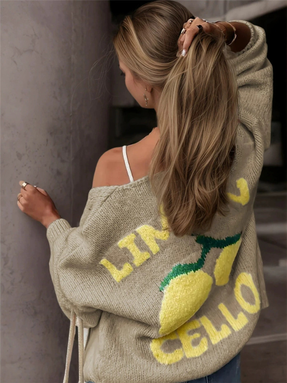 Zara Loose Fit Long Sleeve Lemon Jacquard Three Button Cardigan Sweater Coat
